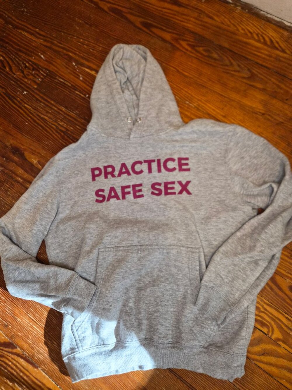 Danny Duncan Practice Safe Sex Heather Grey Pullover Hoodie Unisex Medium EUC